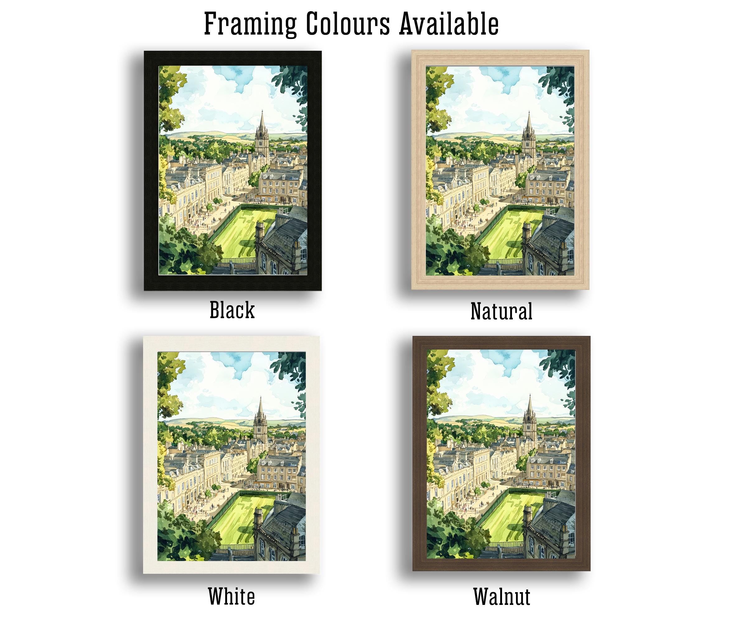 Bath England Watercolor Art Print, Roman Baths Painting, Royal Crescent Wall Decor, Georgian City Gift