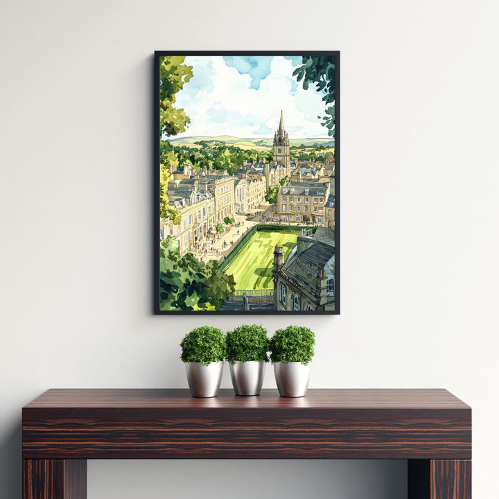 Bath England Watercolor Art Print, Roman Baths Painting, Royal Crescent Wall Decor, Georgian City Gift