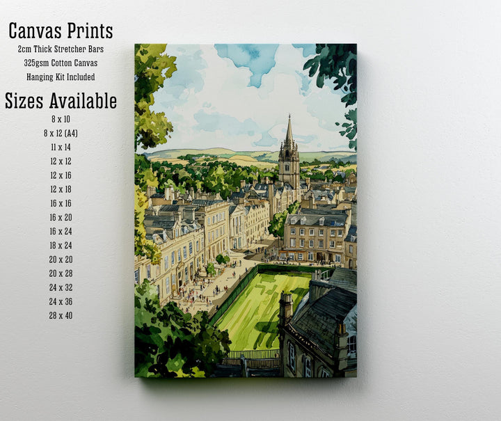 Bath England Watercolor Art Print, Roman Baths Painting, Royal Crescent Wall Decor, Georgian City Gift