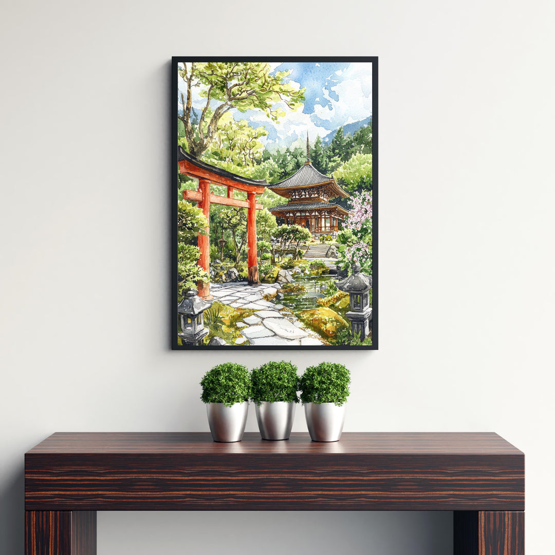 Kyoto Japan Watercolor Art Print, Cherry Blossom Painting, Gion District Wall Decor, Japanese Travel Gift
