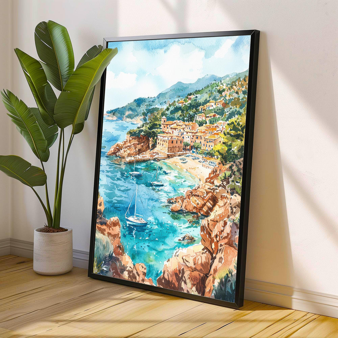 Mallorca Watercolor Art Print, Spain Travel Painting, Balearic Islands Wall Decor, Mediterranean Gift