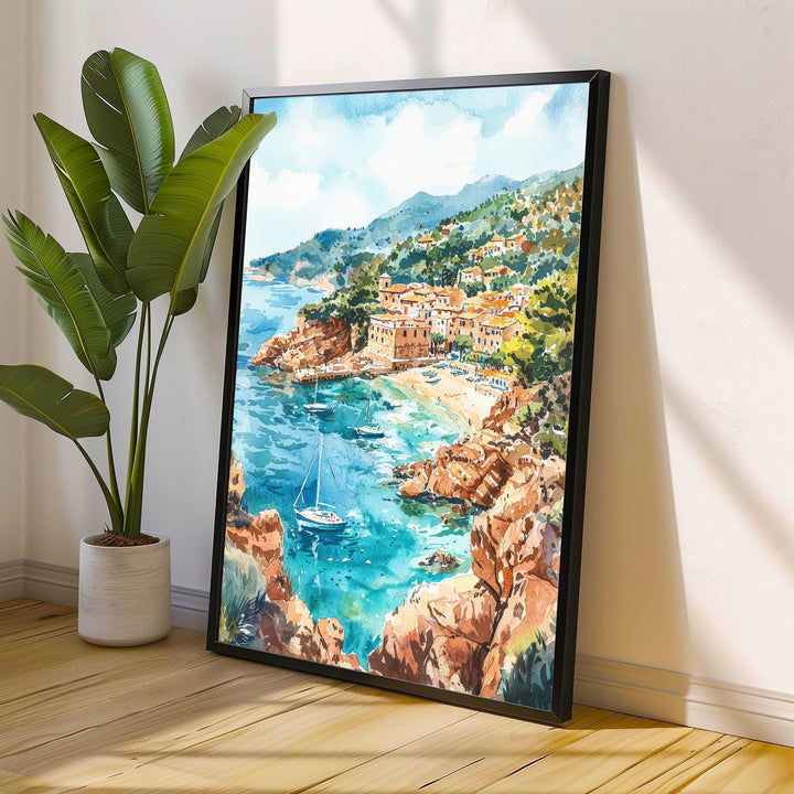 Mallorca Watercolor Art Print, Spain Travel Painting, Balearic Islands Wall Decor, Mediterranean Gift
