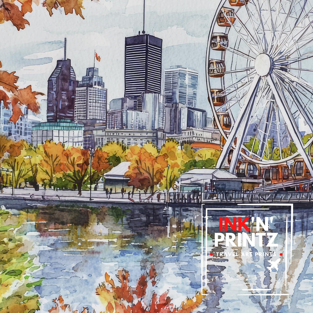 Montreal Cityscape Watercolor Art Print, Old Port Quebec Painting, Canada Travel Wall Decor, City Lover Gift