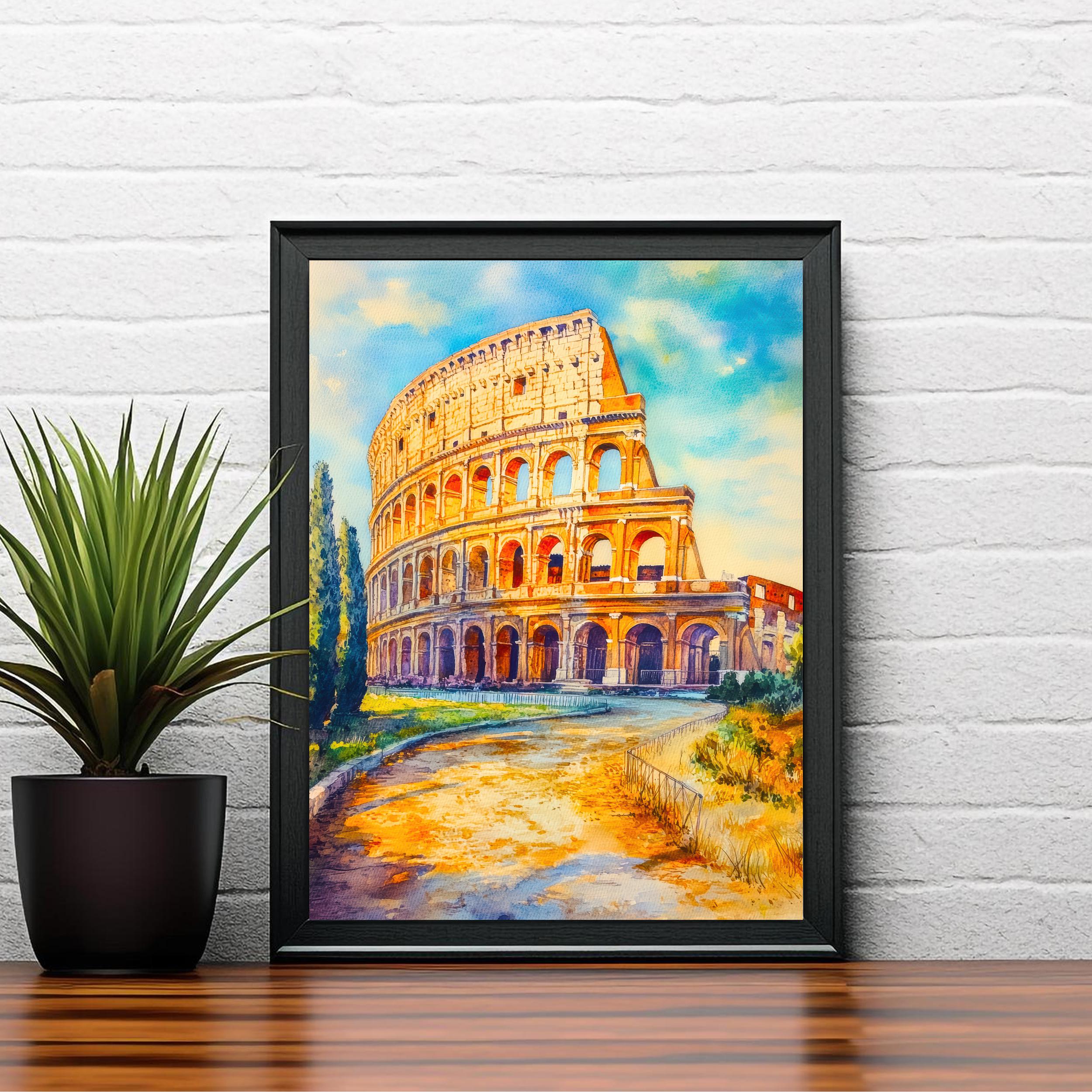 Rome Italy Travel Poster Print European City Wall Art Ancient Landmark Decor Gift for History Lovers and Fans of Italian Architecture