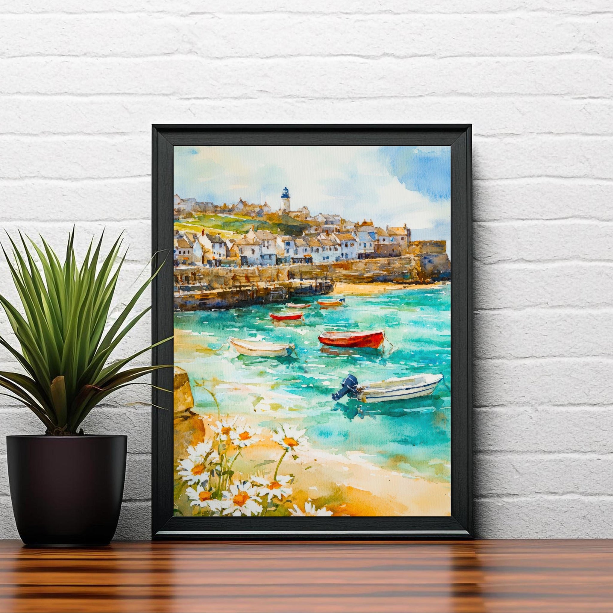 St Ives Cornwall England Travel Poster Print Coastal Wall Art Seaside Town Decor Gift for UK Beach Lovers and Fans of Scenic Harbour