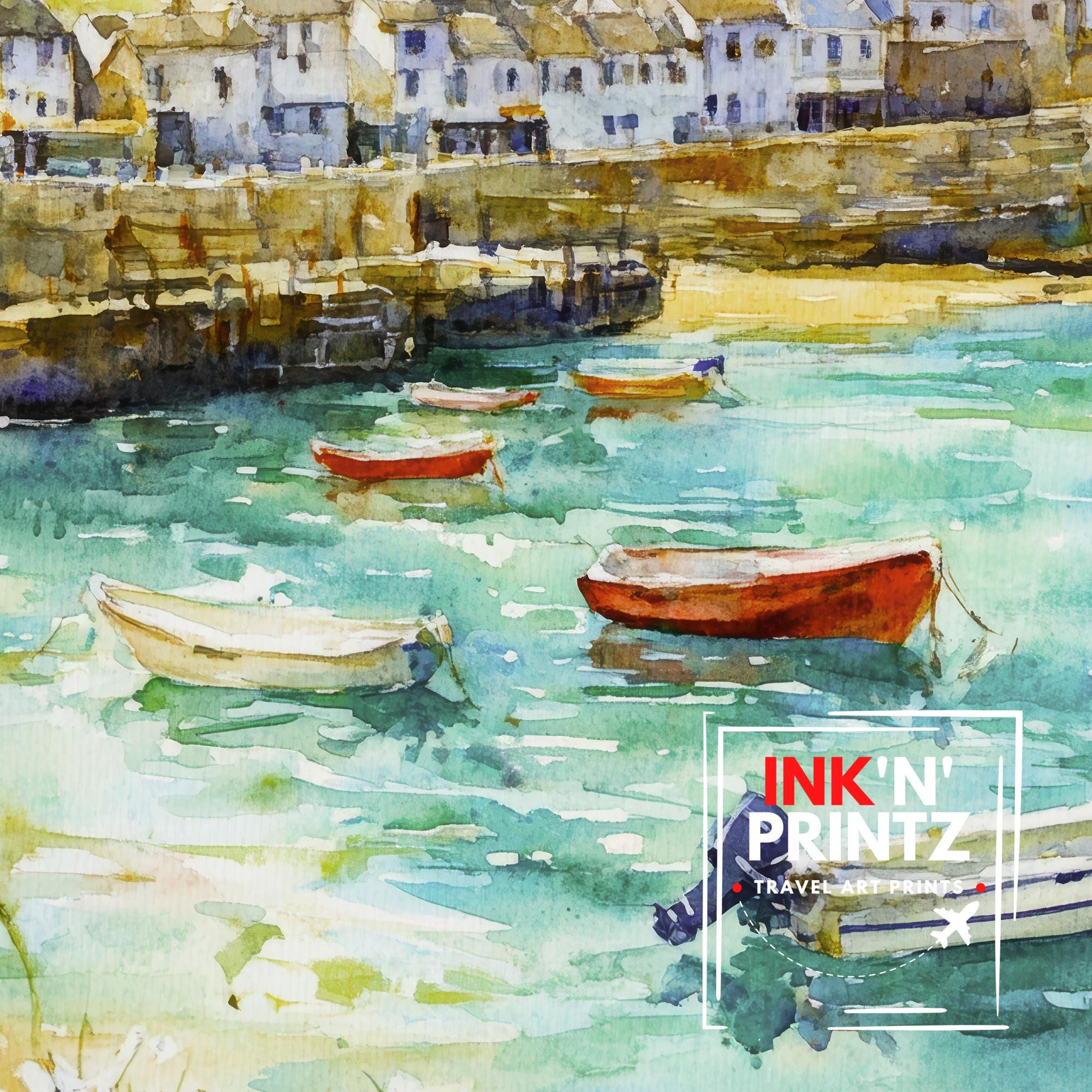 St Ives Cornwall England Travel Poster Print Coastal Wall Art Seaside Town Decor Gift for UK Beach Lovers and Fans of Scenic Harbour