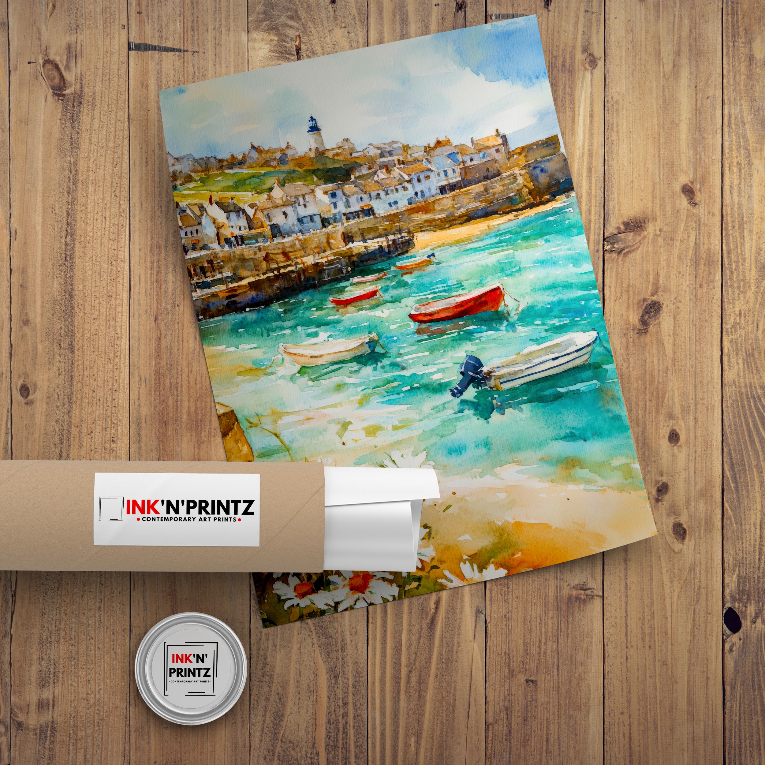 St Ives Cornwall England Travel Poster Print Coastal Wall Art Seaside Town Decor Gift for UK Beach Lovers and Fans of Scenic Harbour