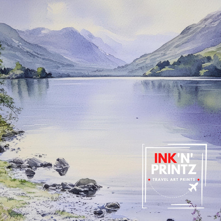 Coniston Water Lake District Watercolour Poster Painting England Wall Art Scenic Countryside Print Decor Gift for UK Nature Lovers