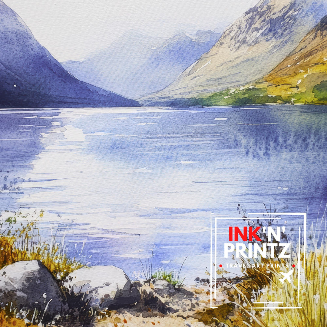Isle of Mull Watercolor Painting Poster Scotland Wall Art Hebrides Coastal Landscape Print Decor Gift for UK Nature Lovers and Scottish