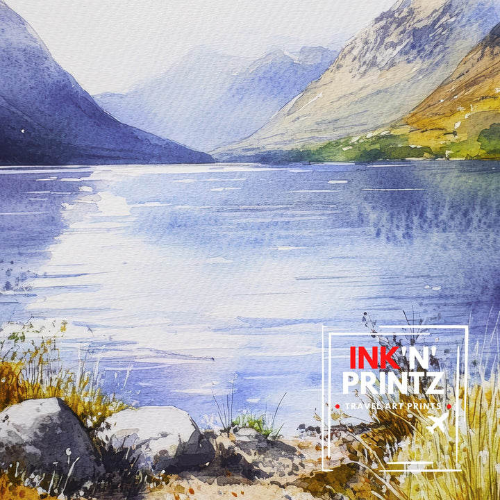 Isle of Mull Watercolor Painting Poster Scotland Wall Art Hebrides Coastal Landscape Print Decor Gift for UK Nature Lovers and Scottish