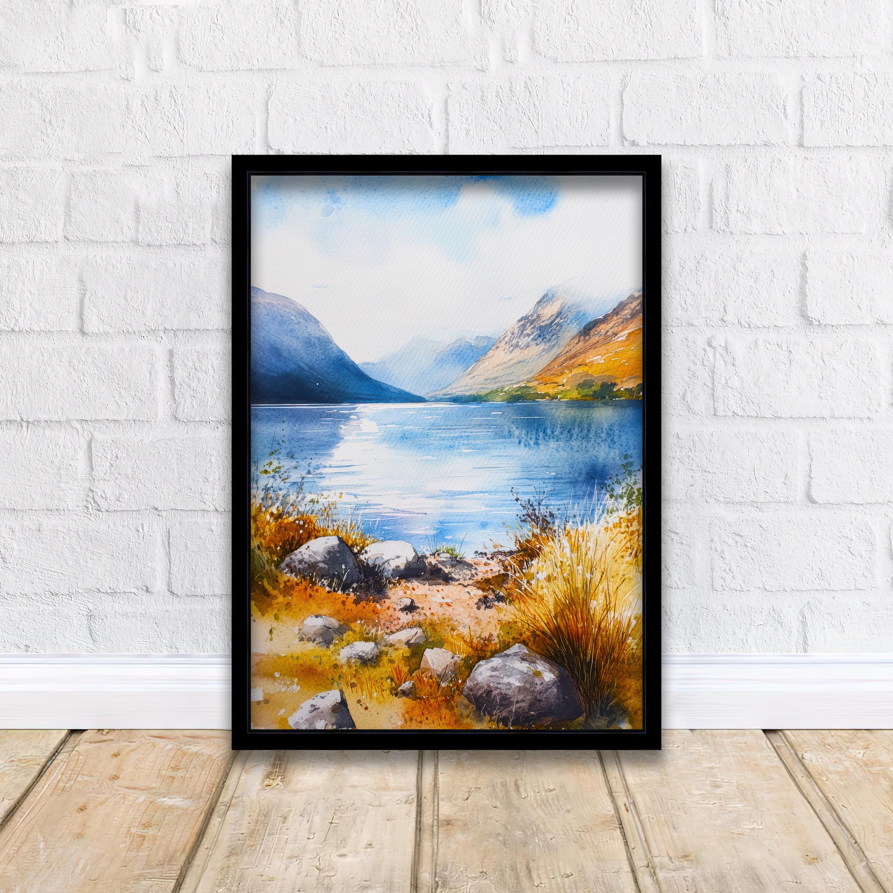 Isle of Mull Watercolor Painting Poster Scotland Wall Art Hebrides Coastal Landscape Print Decor Gift for UK Nature Lovers and Scottish