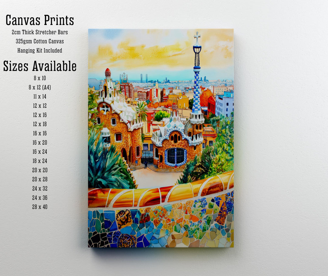 Park Guell Barcelona Travel Poster Print Spain Wall Art Gaudi Architecture Decor Gift for Europe Lovers and Fans of Scenic Spanish City