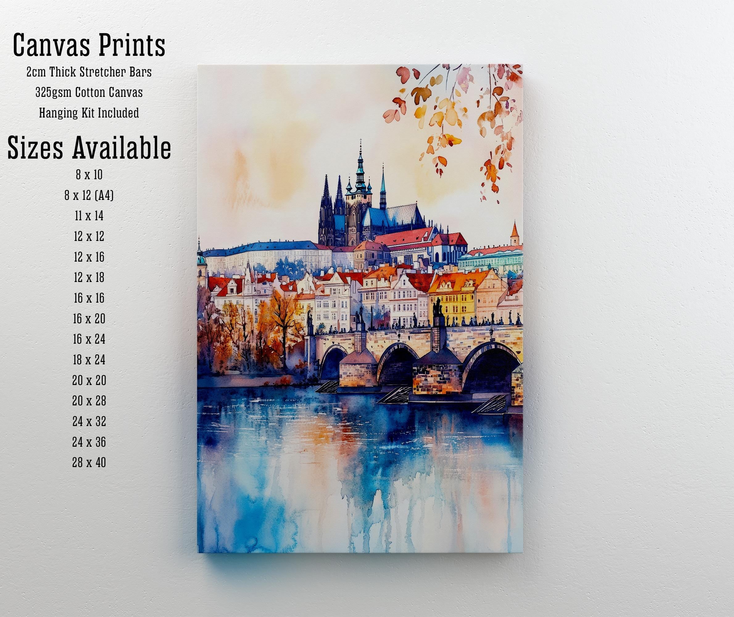 Prague Travel Poster Print Czech Republic Wall Art Historic City Decor Charles Bridge Skyline Gift for Europe Lovers and Fans of Scenic
