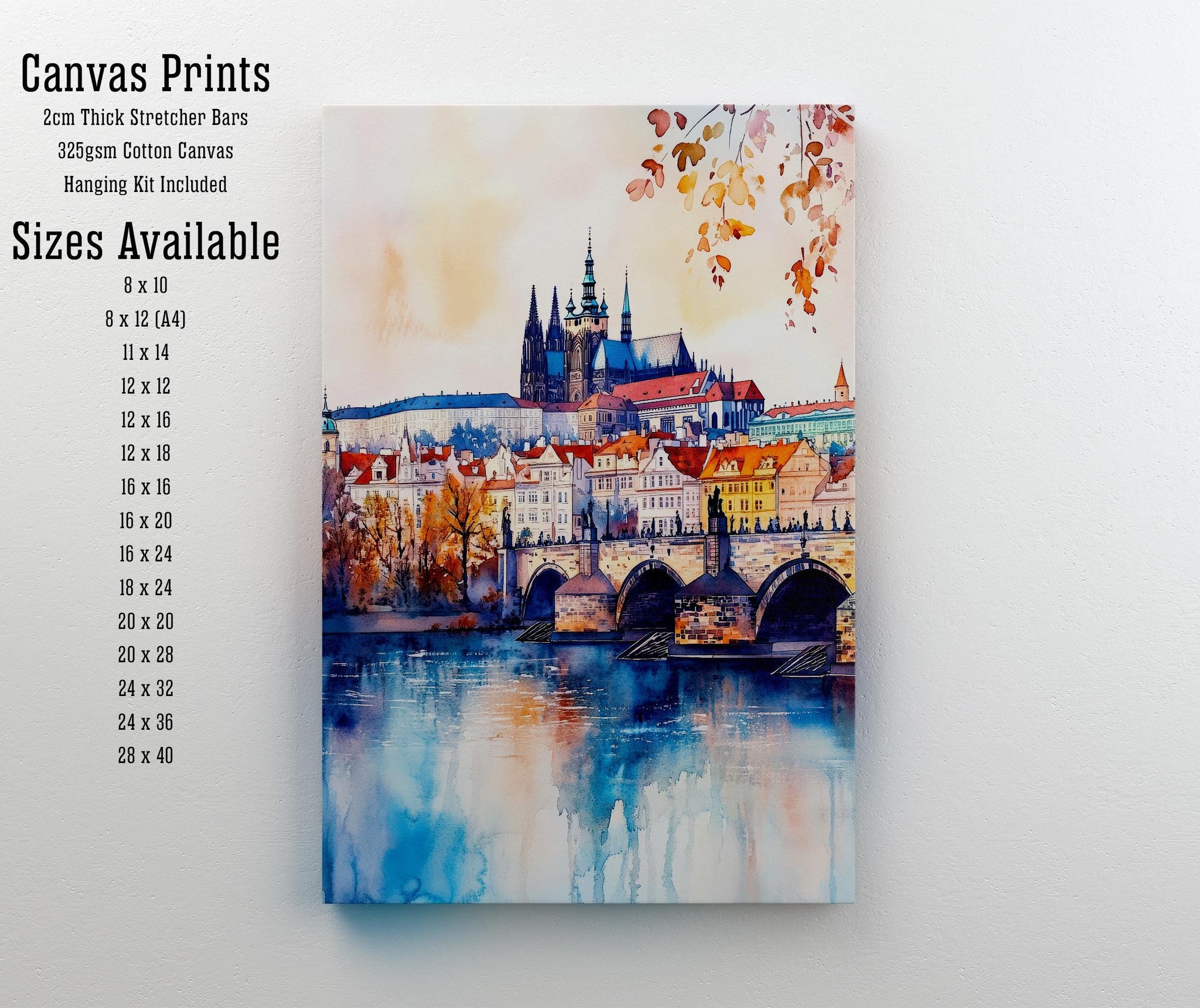 Prague Travel Poster Print Czech Republic Wall Art Historic City Decor Charles Bridge Skyline Gift for Europe Lovers and Fans of Scenic