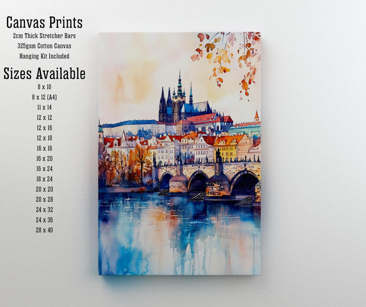 Prague Travel Poster Print Czech Republic Wall Art Historic City Decor Charles Bridge Skyline Gift for Europe Lovers and Fans of Scenic