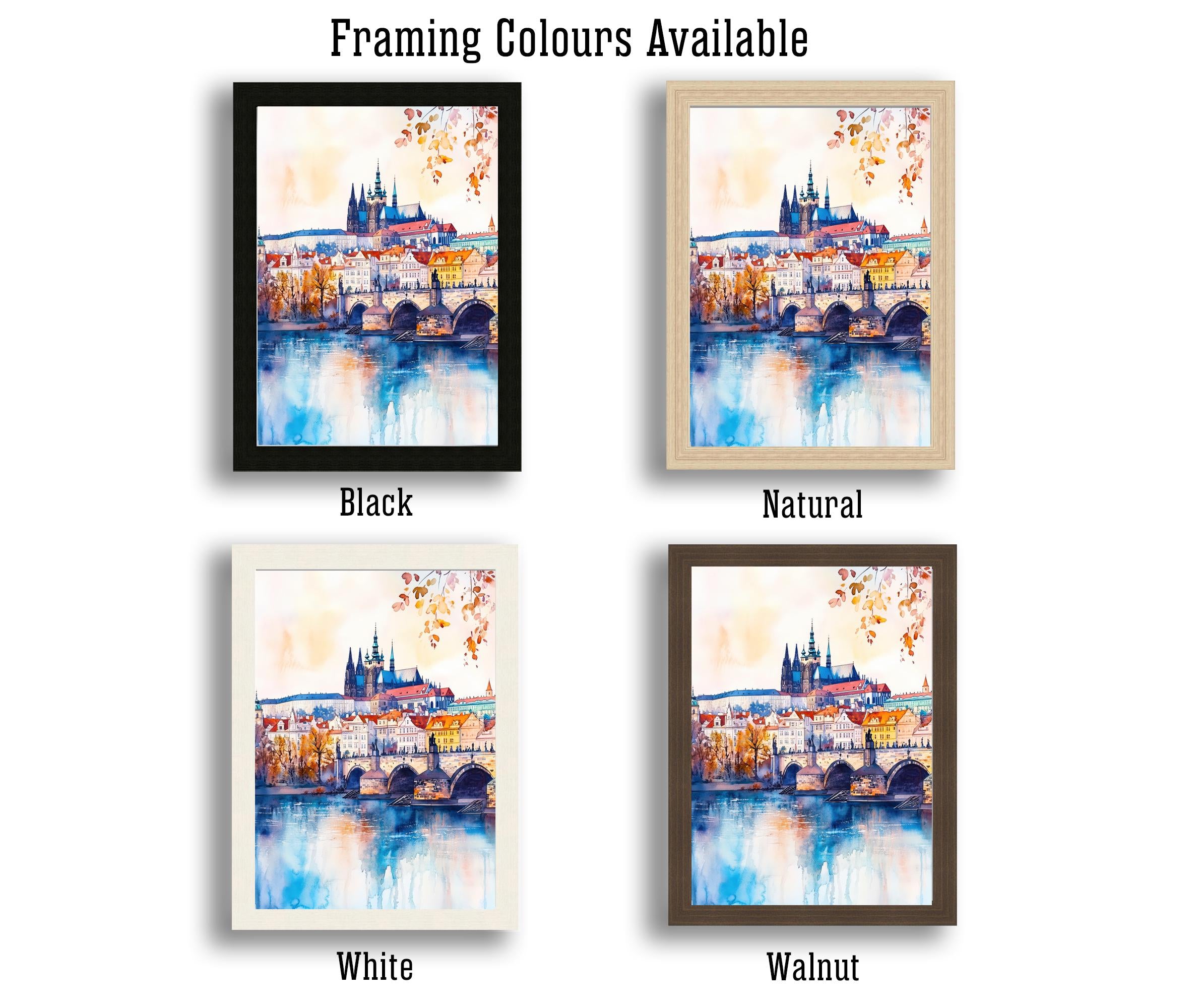 Prague Travel Poster Print Czech Republic Wall Art Historic City Decor Charles Bridge Skyline Gift for Europe Lovers and Fans of Scenic