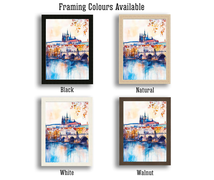 Prague Travel Poster Print Czech Republic Wall Art Historic City Decor Charles Bridge Skyline Gift for Europe Lovers and Fans of Scenic