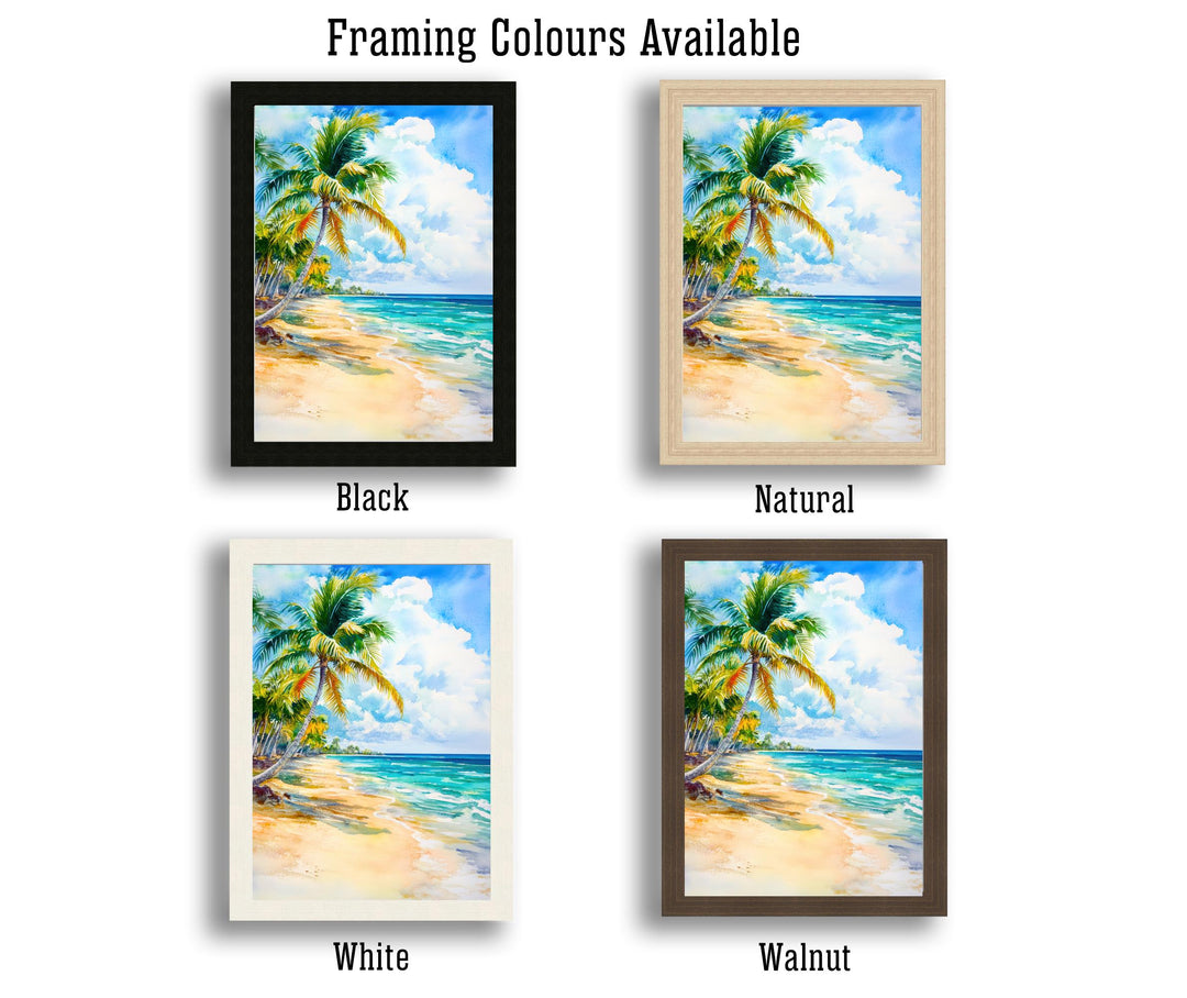 Riviera Maya Watercolor Painting Poster Mexico Wall Art Caribbean Coastal Print Scenic Landscape Decor Gift for Beach Lovers and Tropical