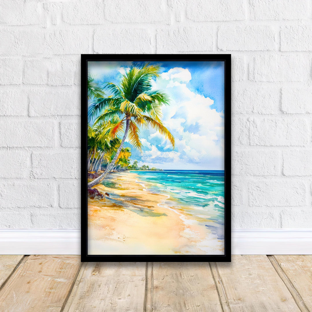 Riviera Maya Watercolor Painting Poster Mexico Wall Art Caribbean Coastal Print Scenic Landscape Decor Gift for Beach Lovers and Tropical