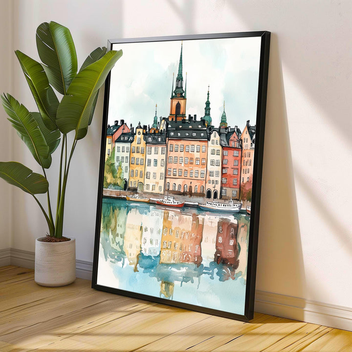Stockholm Sweden Watercolor Art Print, Gamla Stan Painting, Scandinavia Travel Wall Decor, Cityscape Gift