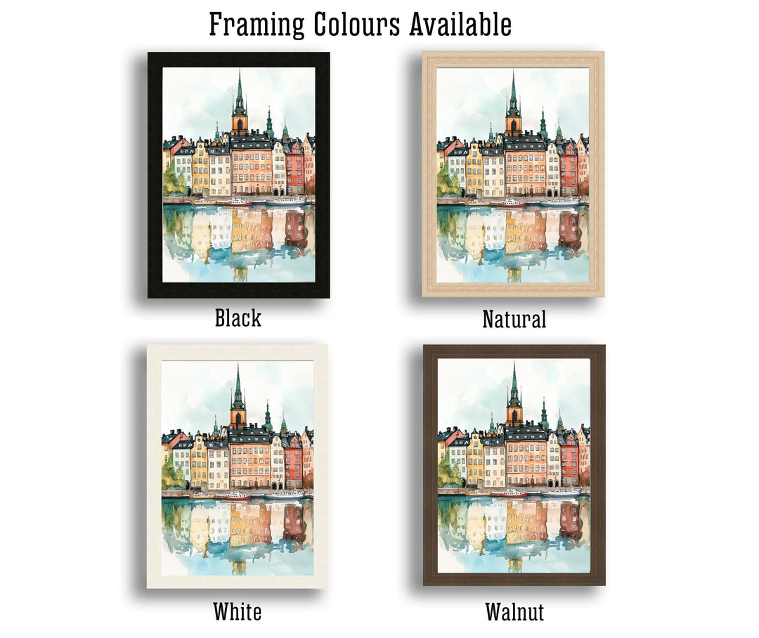 Stockholm Sweden Watercolor Art Print, Gamla Stan Painting, Scandinavia Travel Wall Decor, Cityscape Gift