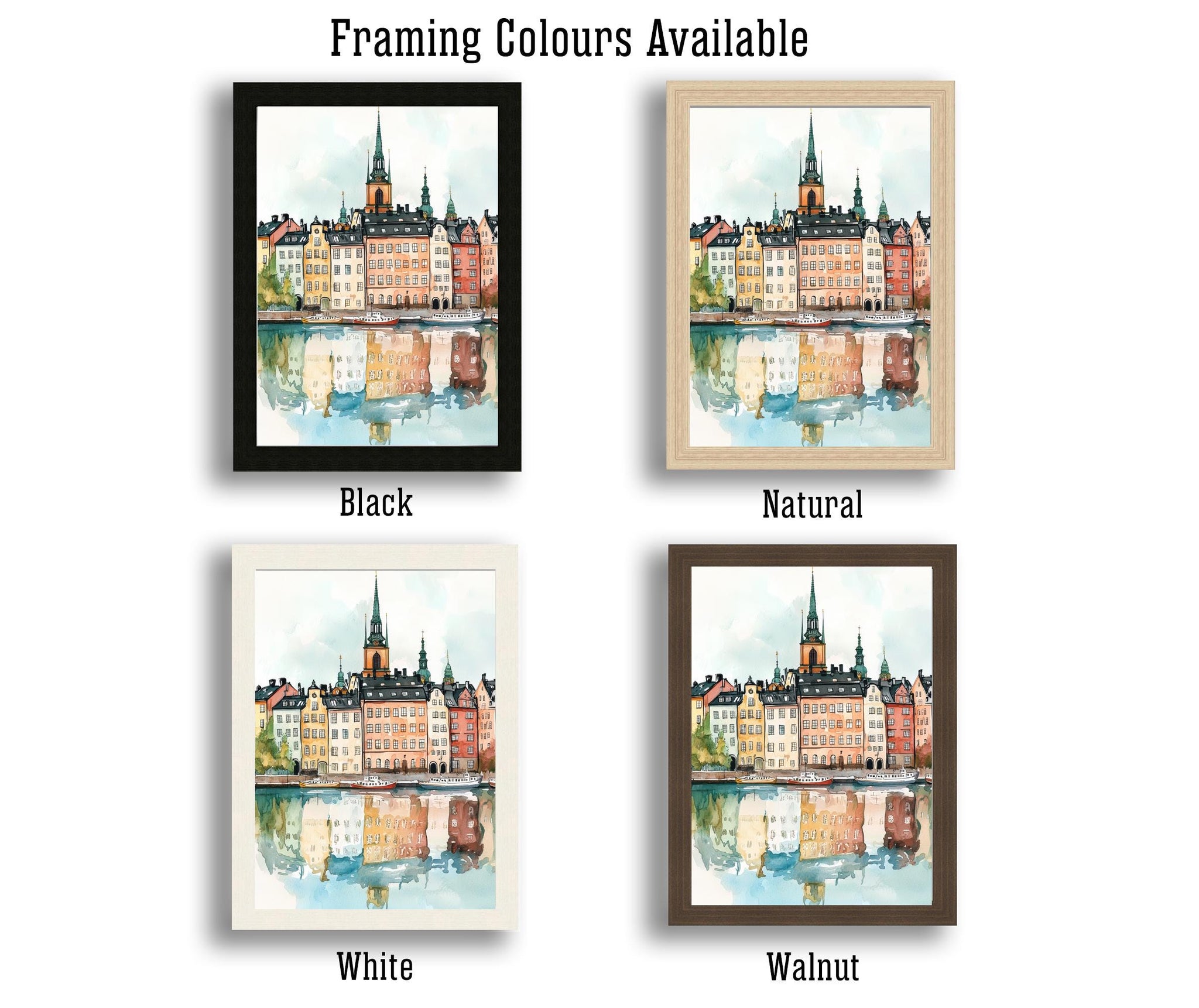 Stockholm Sweden Watercolor Art Print, Gamla Stan Painting, Scandinavia Travel Wall Decor, Cityscape Gift