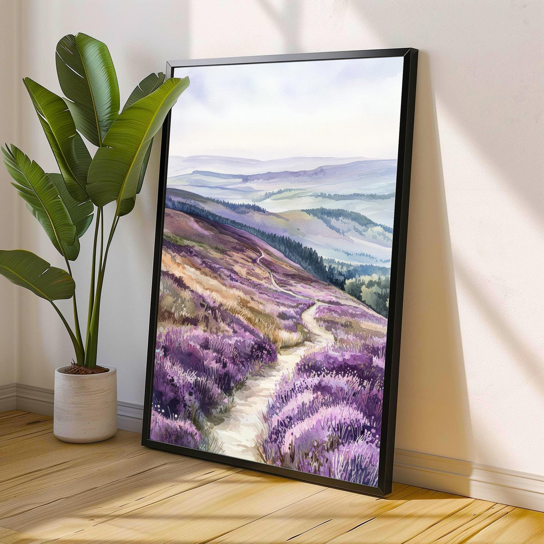 Long Mynd Watercolor Art Print, Shropshire Hills Painting, UK Landscape Wall Decor, Hill Walking Gift