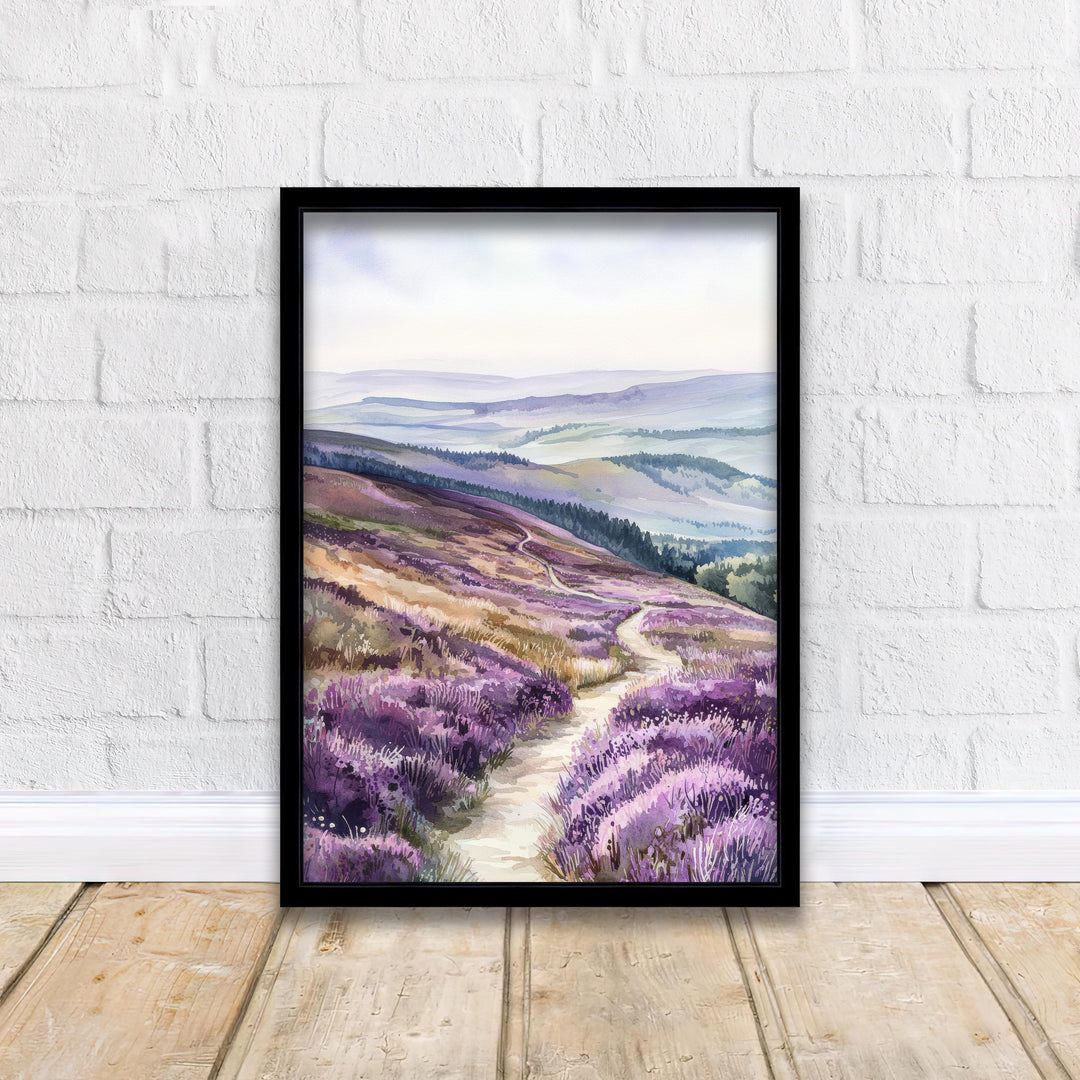 Long Mynd Watercolor Art Print, Shropshire Hills Painting, UK Landscape Wall Decor, Hill Walking Gift