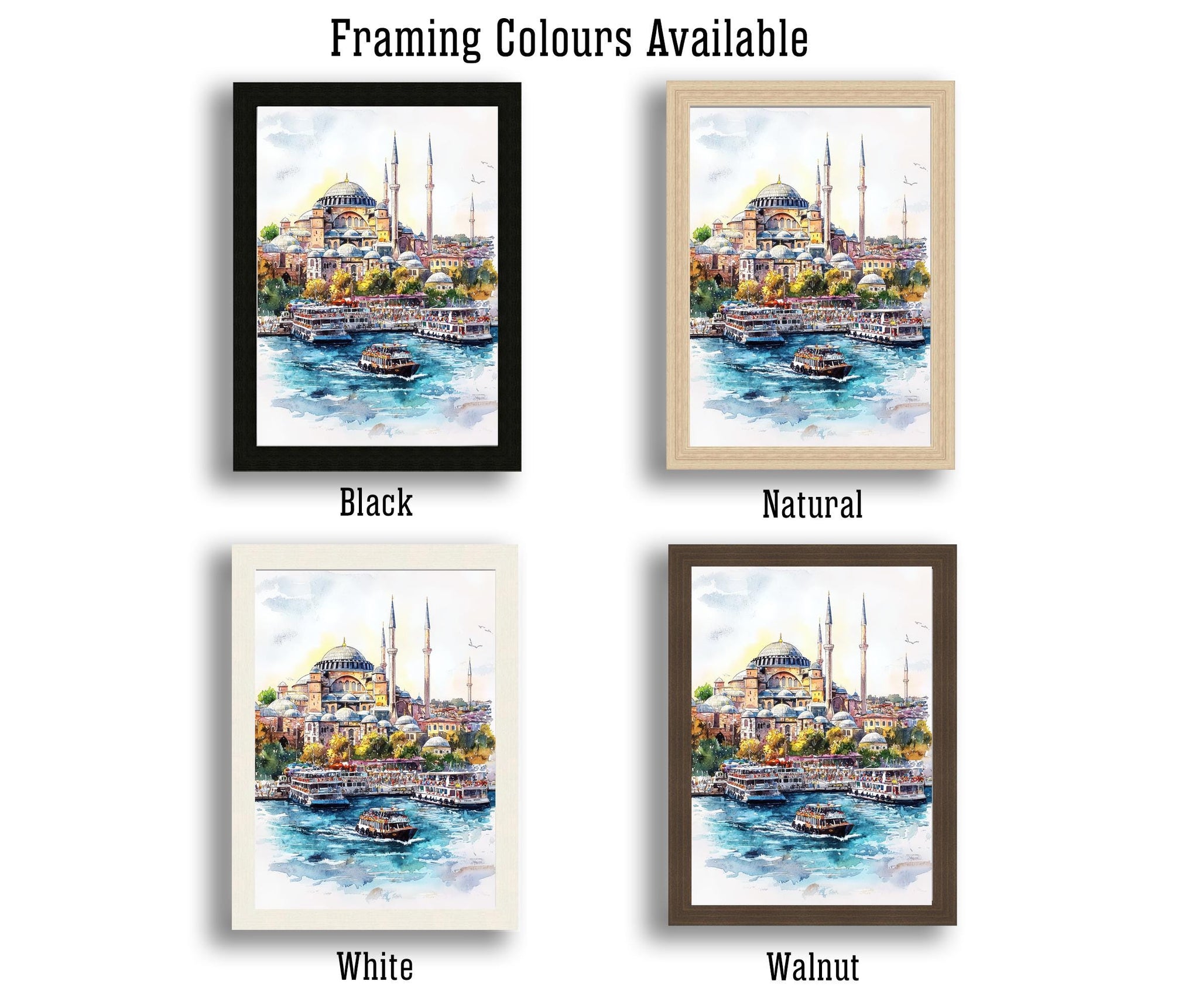 Istanbul Cityscape Watercolor Art Print, Hagia Sophia Painting, Turkey Travel Gift, City Wall Decor
