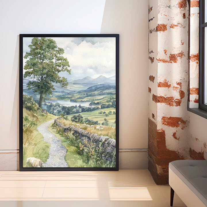 Hawkshead Lake District Watercolor Art Print, Beatrix Potter Painting, UK Village Wall Decor, Cumbria Gift
