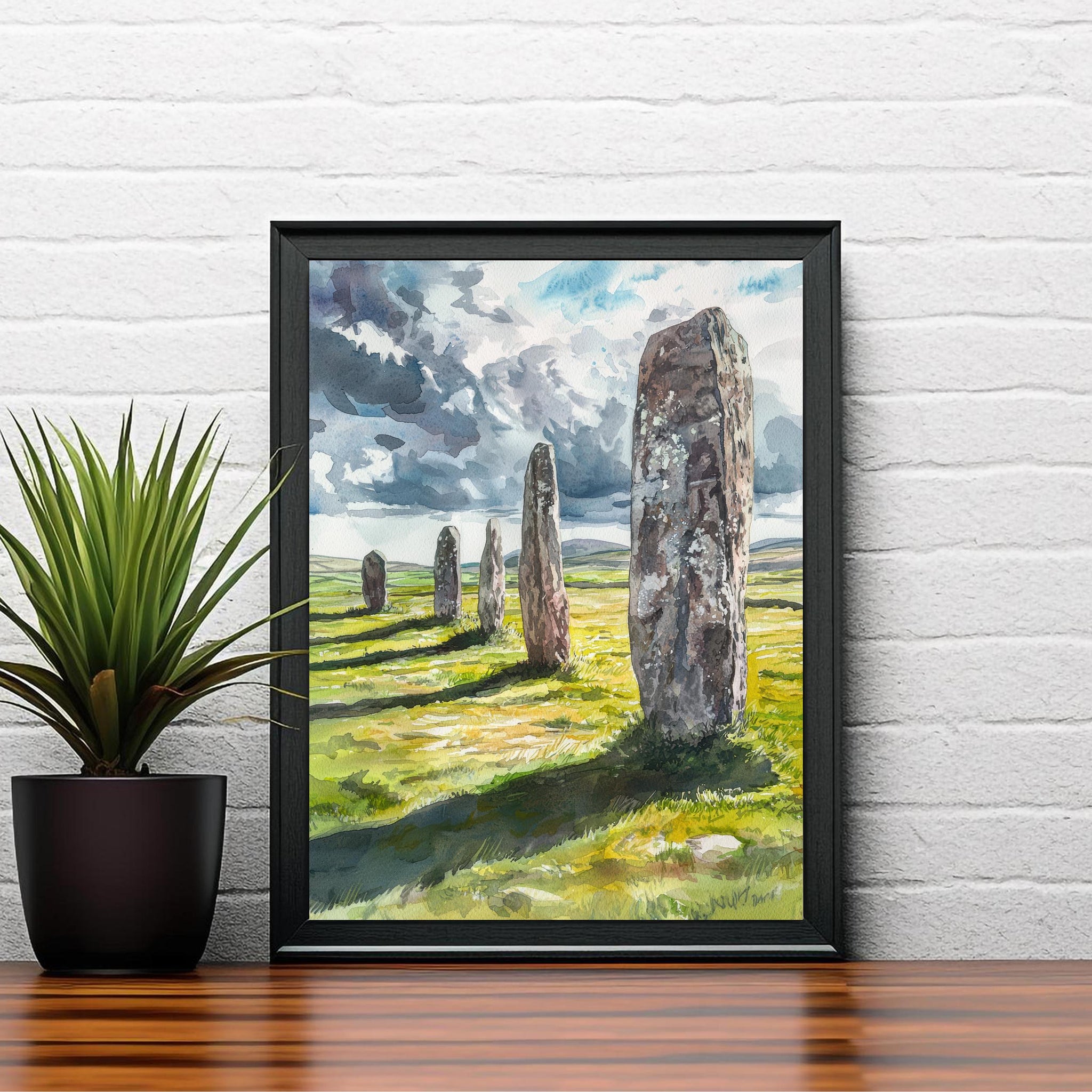 Callanish Standing Stones Watercolor Art Print, Isle of Lewis Painting, Scottish Ancient Monument Wall Decor, History Gift