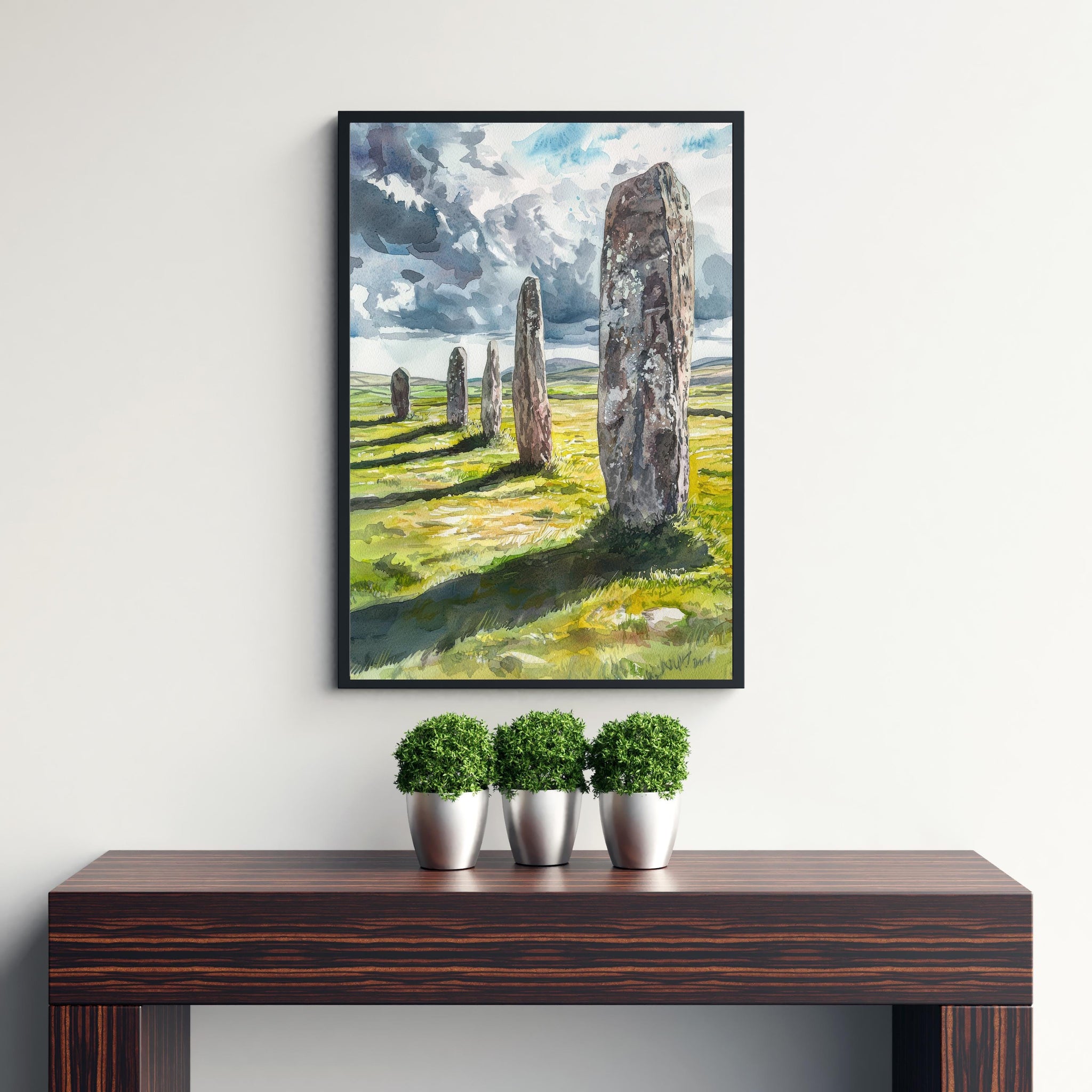 Callanish Standing Stones Watercolor Art Print, Isle of Lewis Painting, Scottish Ancient Monument Wall Decor, History Gift