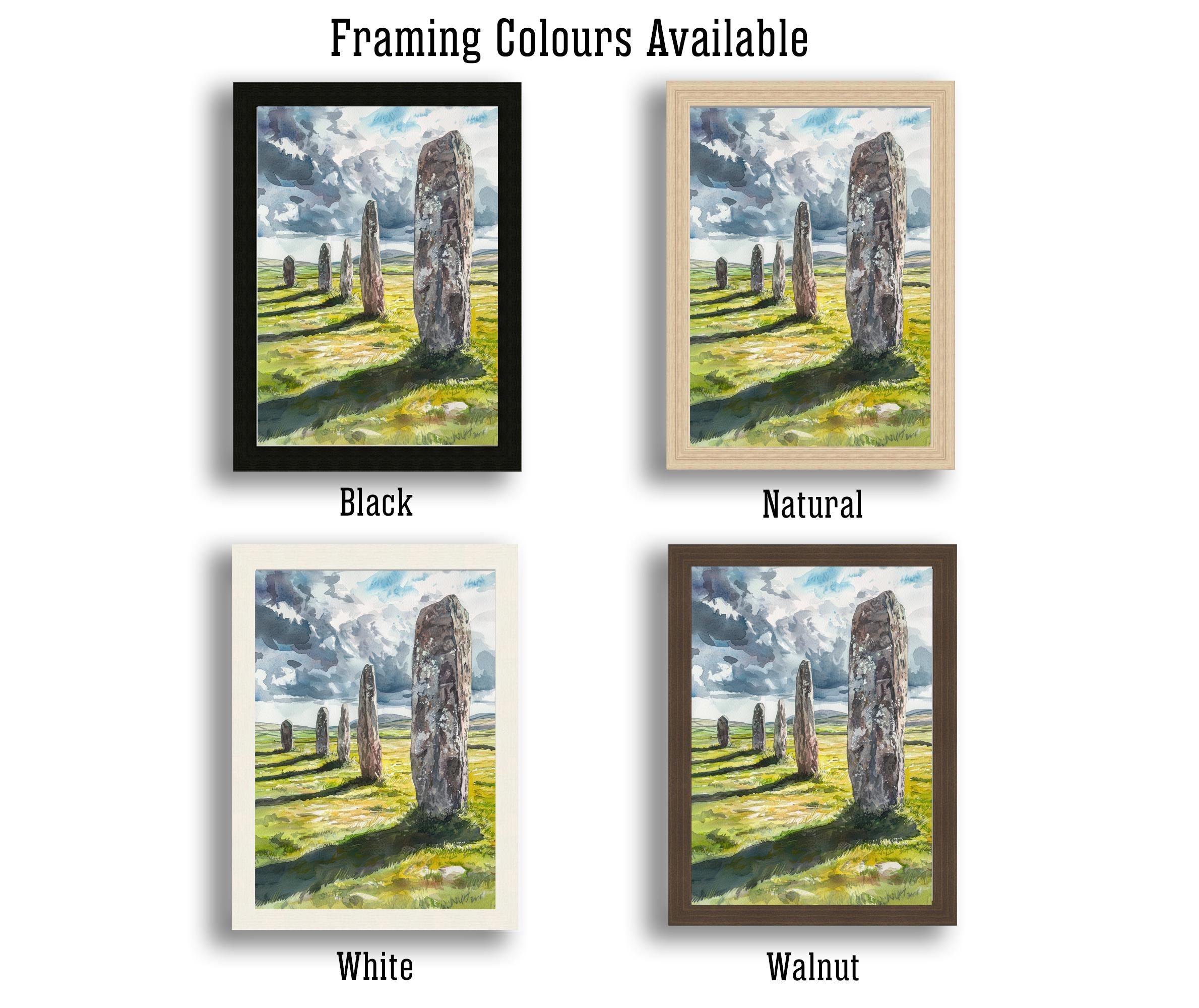 Callanish Standing Stones Watercolor Art Print, Isle of Lewis Painting, Scottish Ancient Monument Wall Decor, History Gift