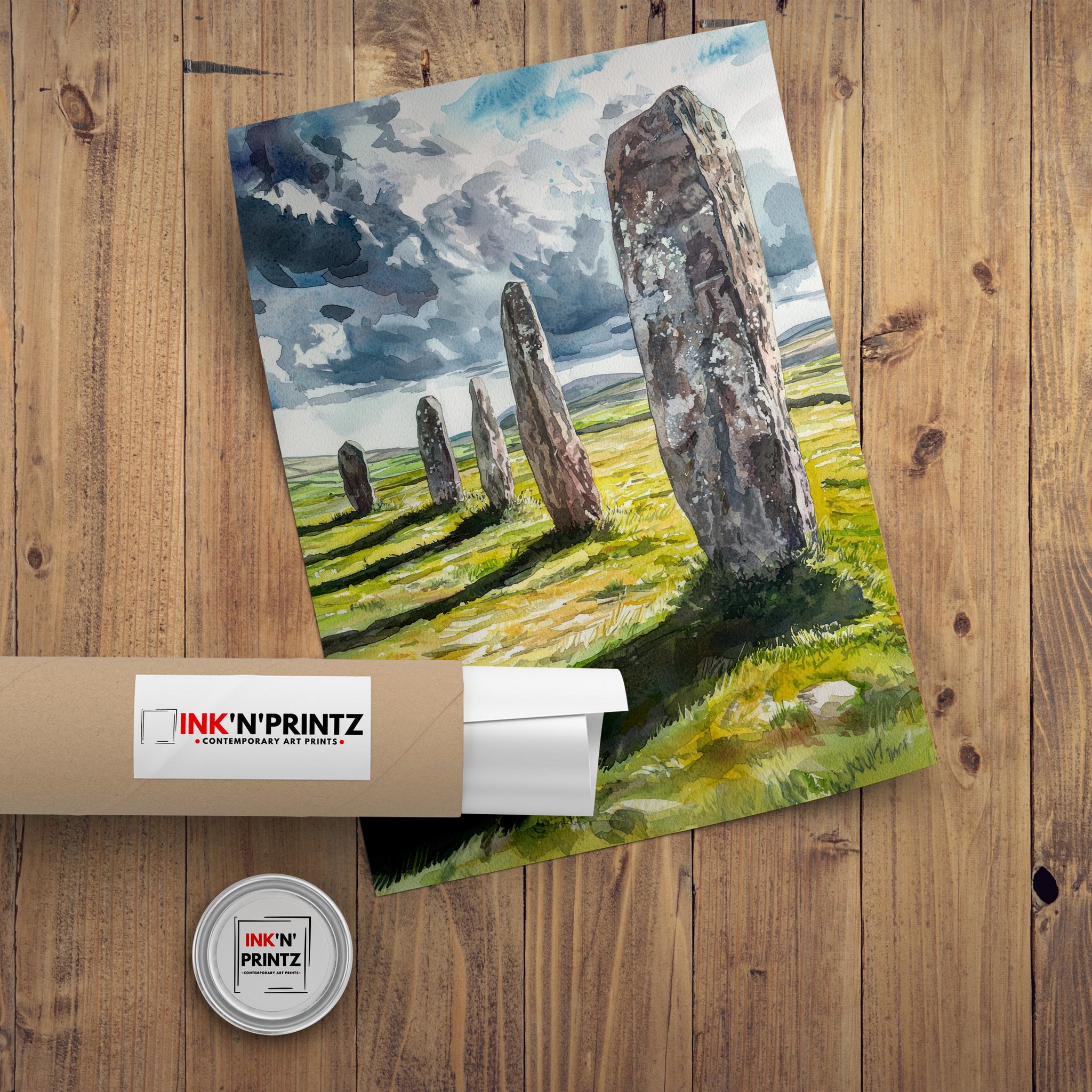 Callanish Standing Stones Watercolor Art Print, Isle of Lewis Painting, Scottish Ancient Monument Wall Decor, History Gift