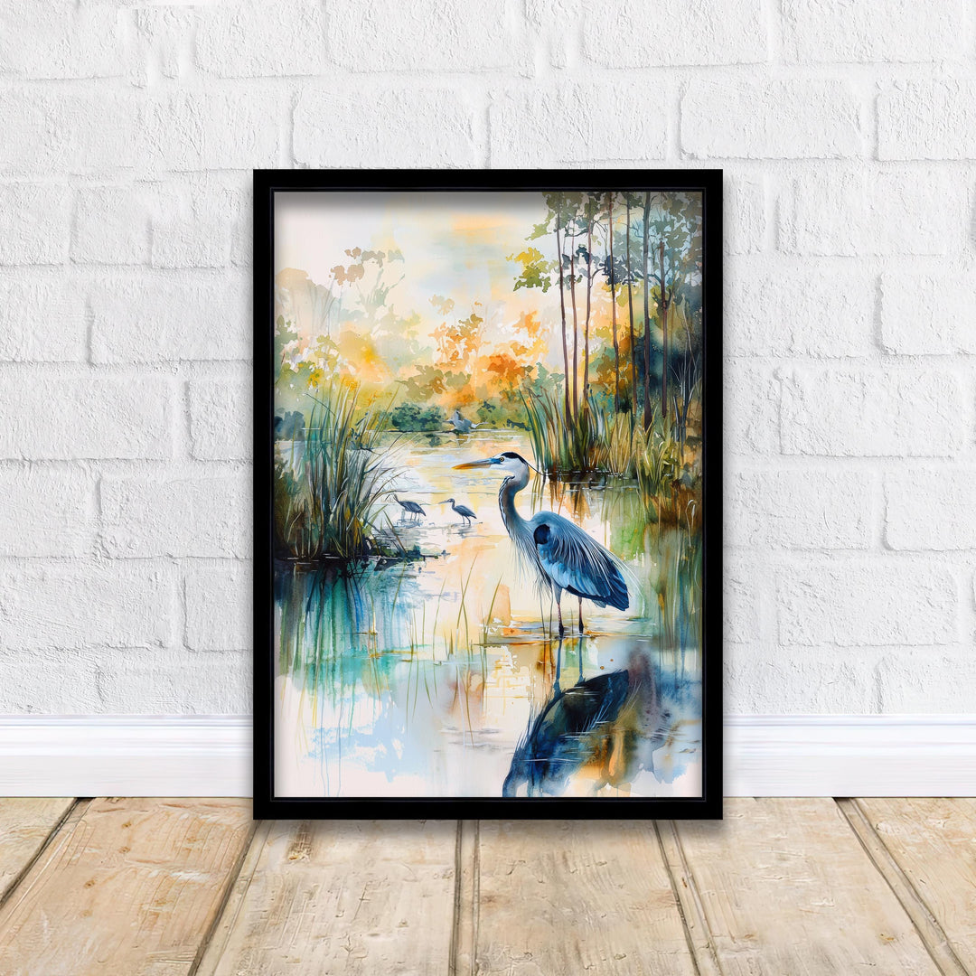 Everglades Florida Watercolor Art Print, Alligator Nature Painting, Florida Wildlife Wall Decor, Travel Gift