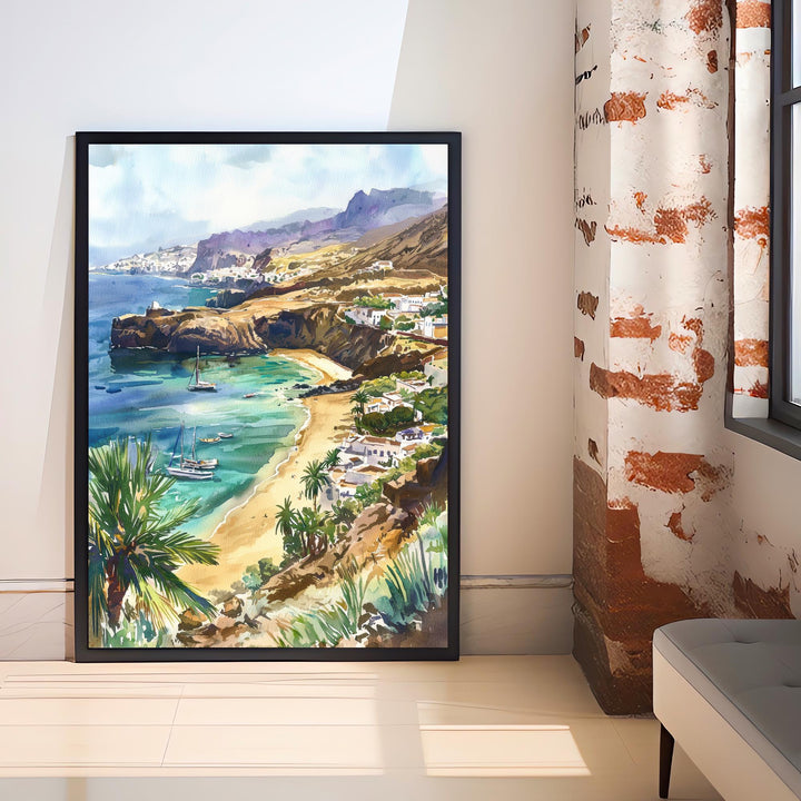 Gran Canaria Watercolor Art Print, Maspalomas Dunes Painting, Canary Islands Wall Decor, Spain Travel Gift