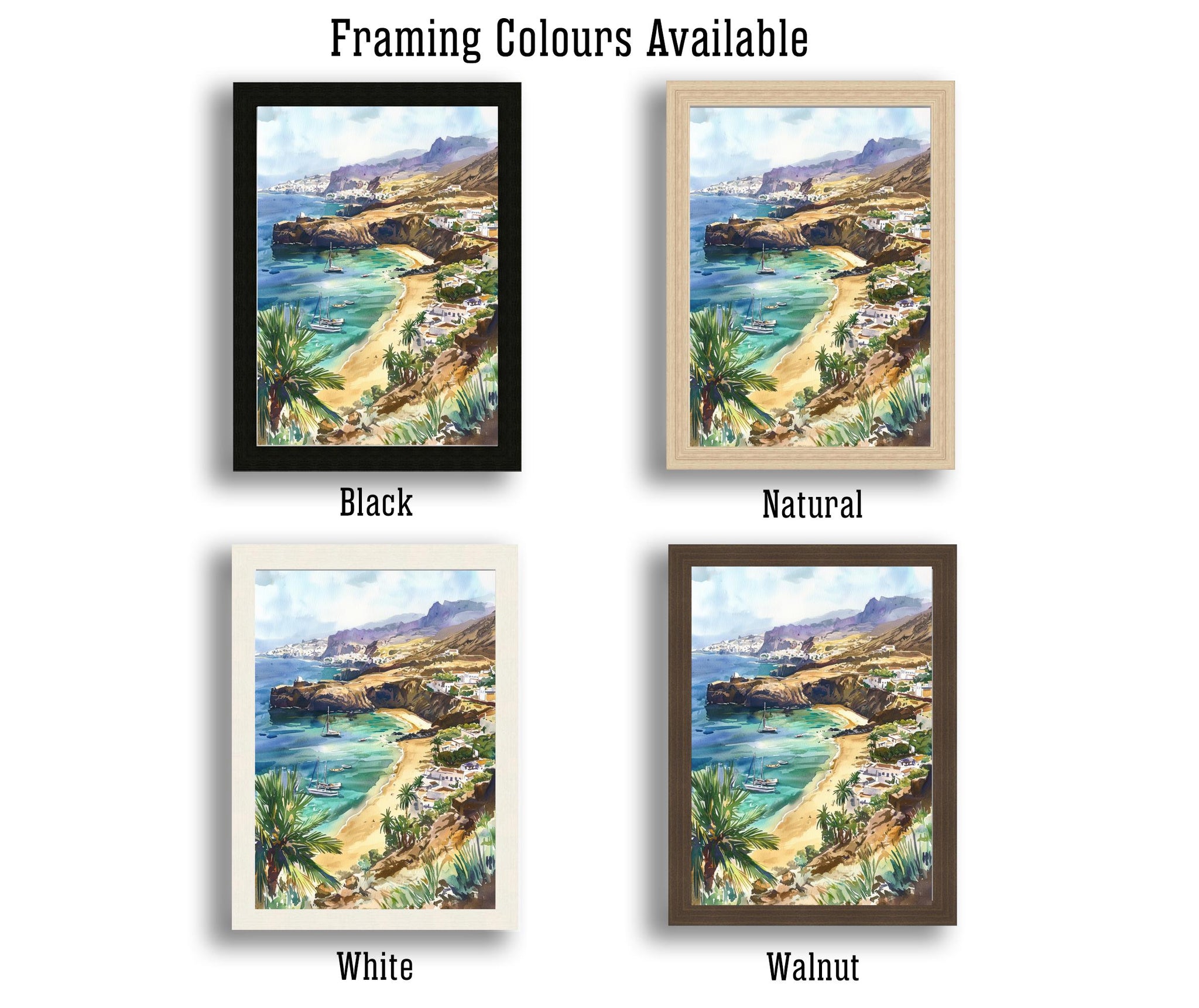 Gran Canaria Watercolor Art Print, Maspalomas Dunes Painting, Canary Islands Wall Decor, Spain Travel Gift