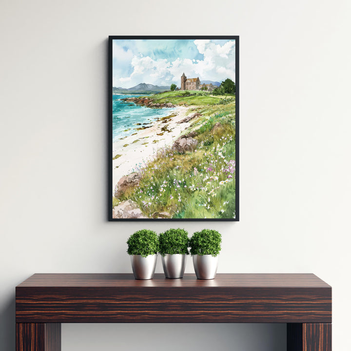 Isle of Iona Watercolor Art Print, Iona Abbey Painting, Scottish Island Wall Decor, Travel Gift