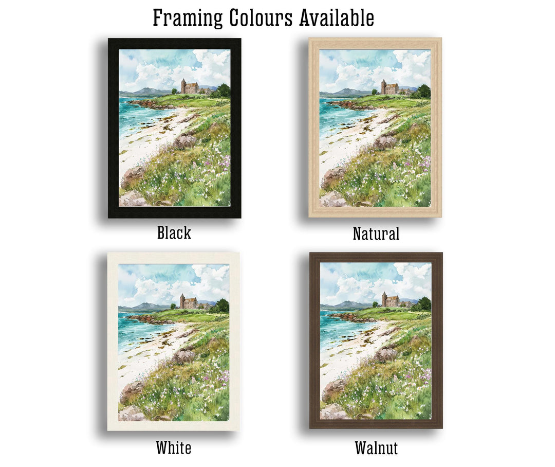 Isle of Iona Watercolor Art Print, Iona Abbey Painting, Scottish Island Wall Decor, Travel Gift