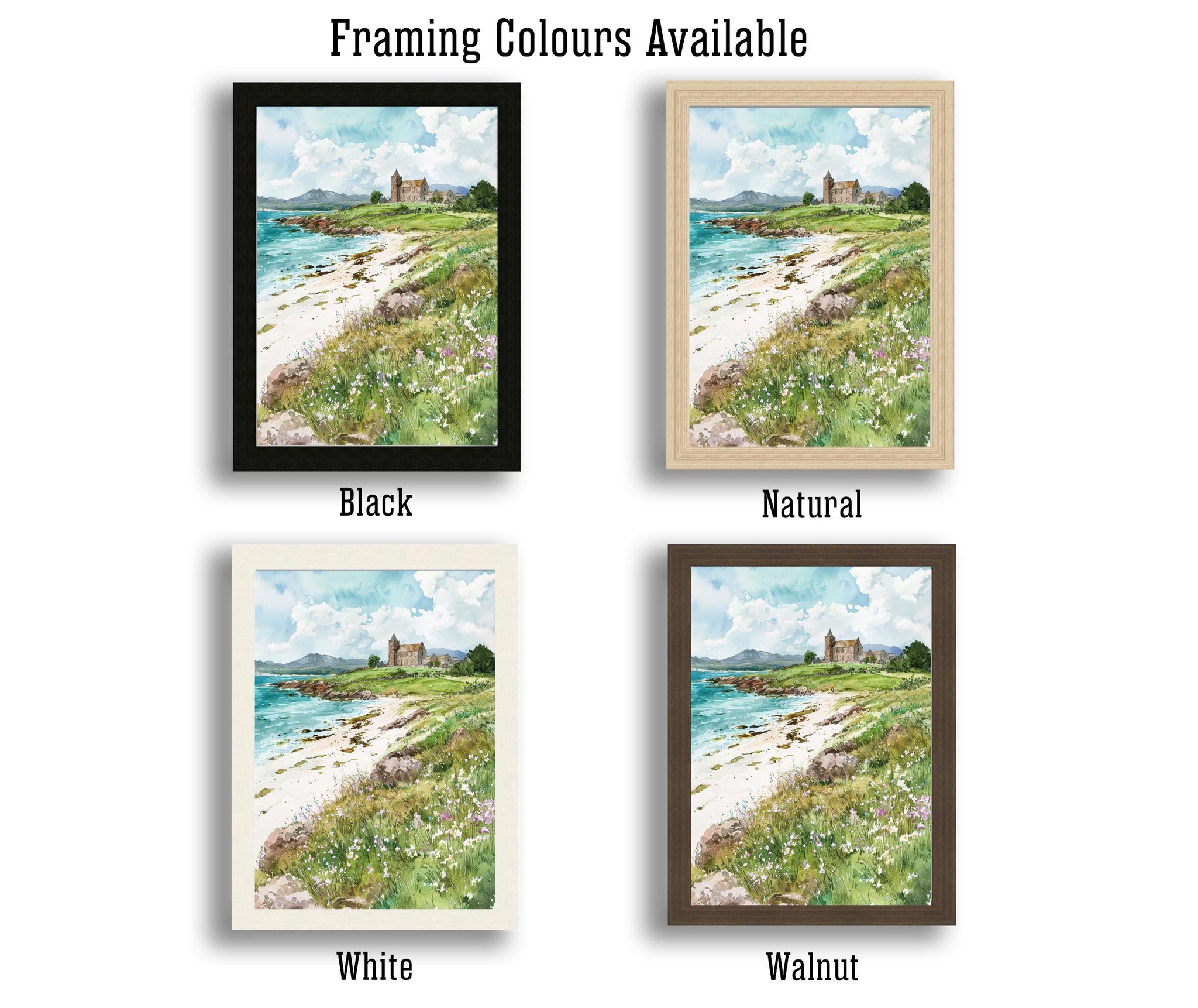 Isle of Iona Watercolor Art Print, Iona Abbey Painting, Scottish Island Wall Decor, Travel Gift