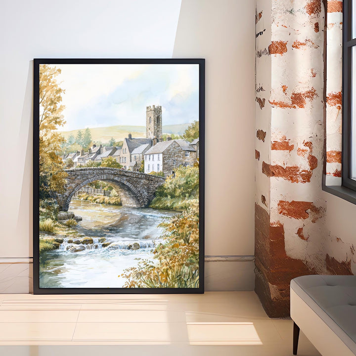 Kirkby Lonsdale Watercolor Art Print, Ruskin's View Painting, Cumbria UK Wall Decor, English Village Gift