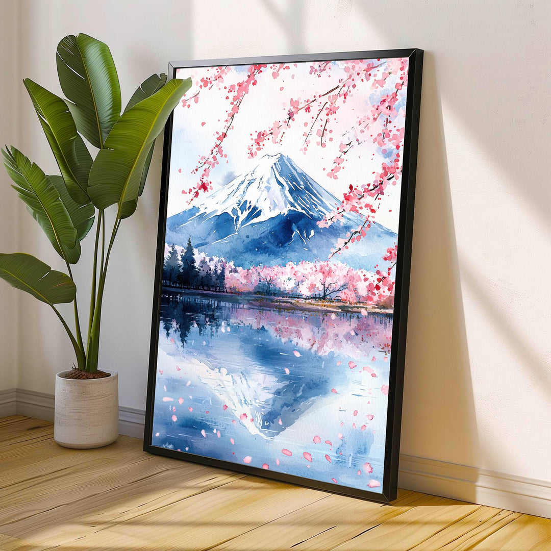 Mount Fuji Watercolor Art Print, Japan Painting, Volcano Wall Decor, Japanese Travel Gift