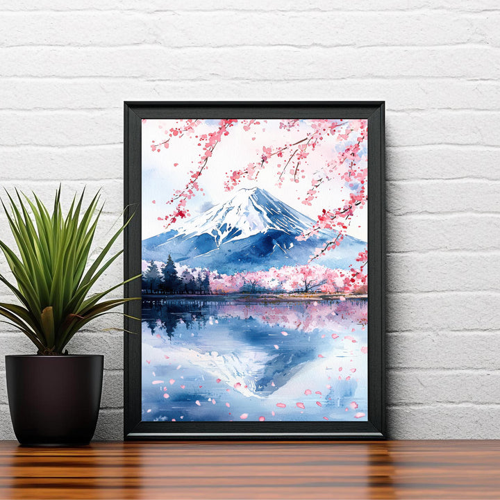 Mount Fuji Watercolor Art Print, Japan Painting, Volcano Wall Decor, Japanese Travel Gift