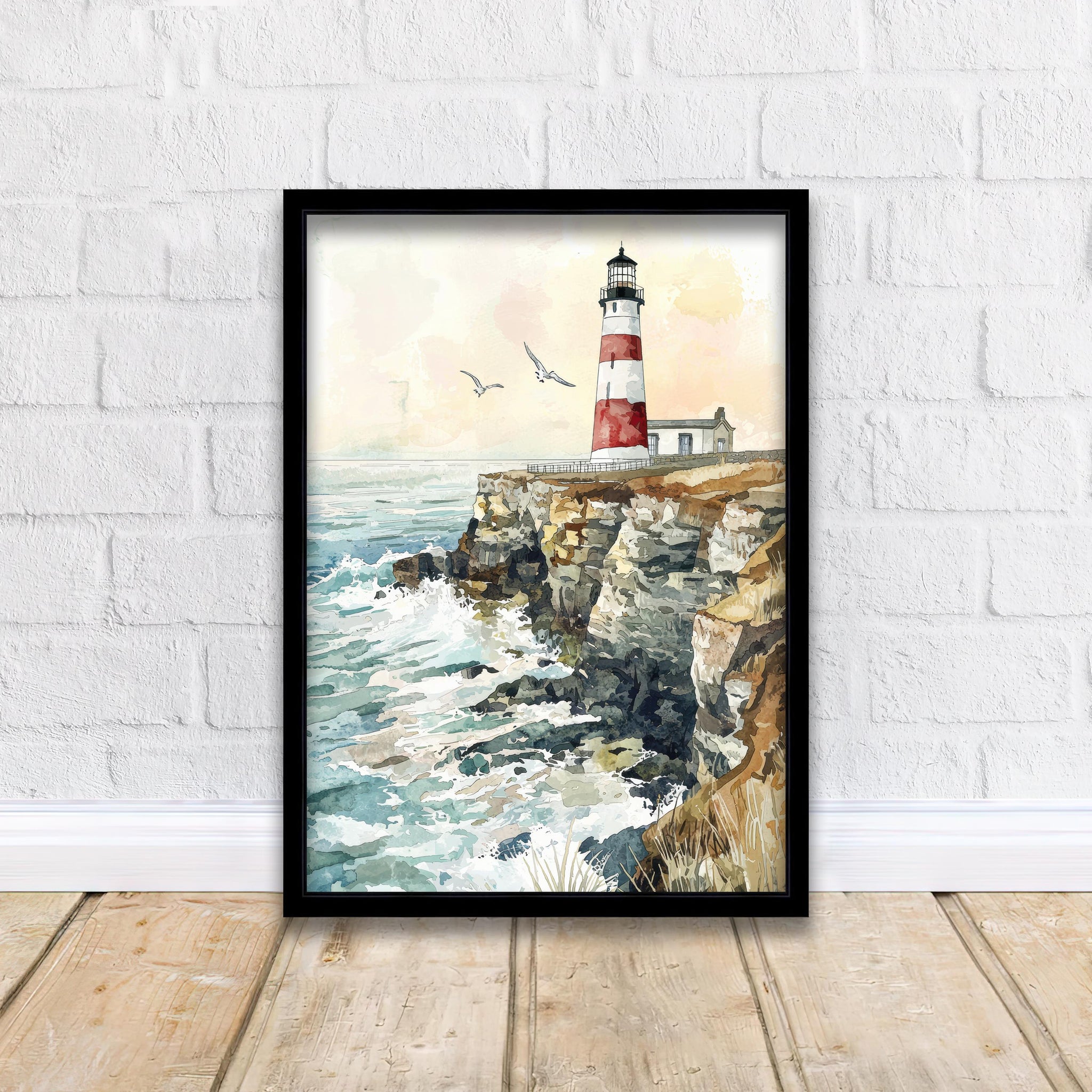 Portland Bill Lighthouse Watercolor Art Print, Dorset Coastal Painting, Jurassic Coast Wall Decor, Lighthouse Gift