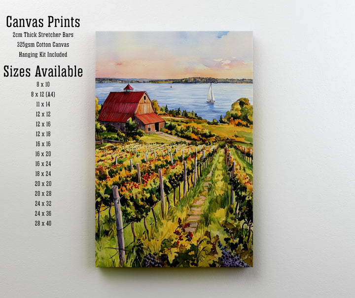 Prince Edward County Watercolor Art Print, Ontario Wine Country Painting, Sandbanks Wall Decor, Canadian Gift