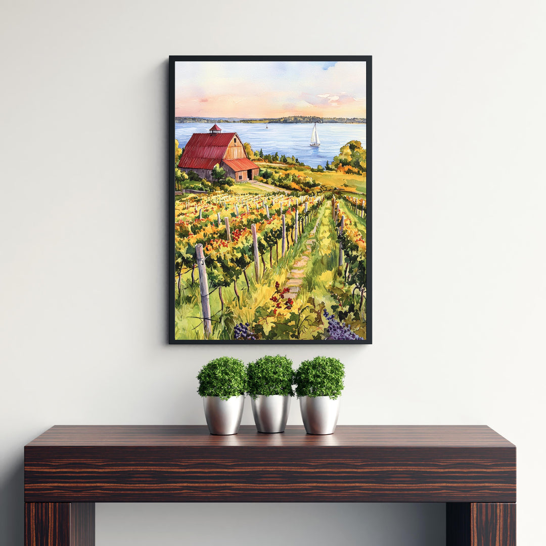Prince Edward County Watercolor Art Print, Ontario Wine Country Painting, Sandbanks Wall Decor, Canadian Gift
