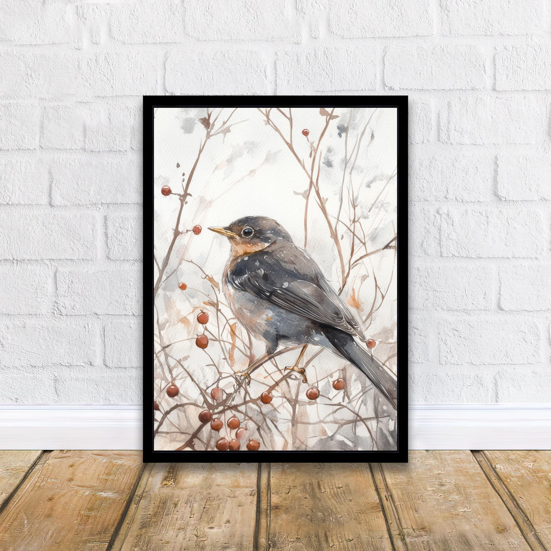 Blackbird Watercolor Print Cottagecore Decor Dark Academia Art Enchanted Wildlife Illustration Vintage Nature Wall Art