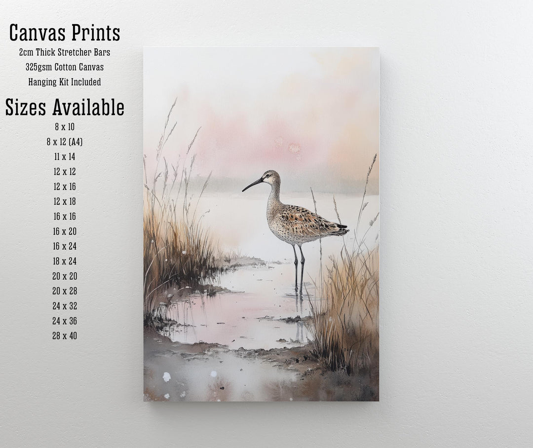 Shorebird Marshland Watercolor Print Cottagecore Decor Dark Academia Art Enchanted Wildlife Illustration Vintage Nature Wall Art