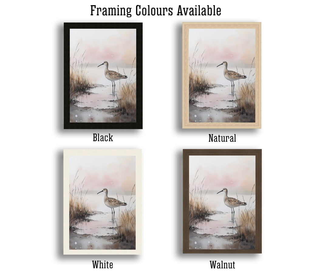 Shorebird Marshland Watercolor Print Cottagecore Decor Dark Academia Art Enchanted Wildlife Illustration Vintage Nature Wall Art