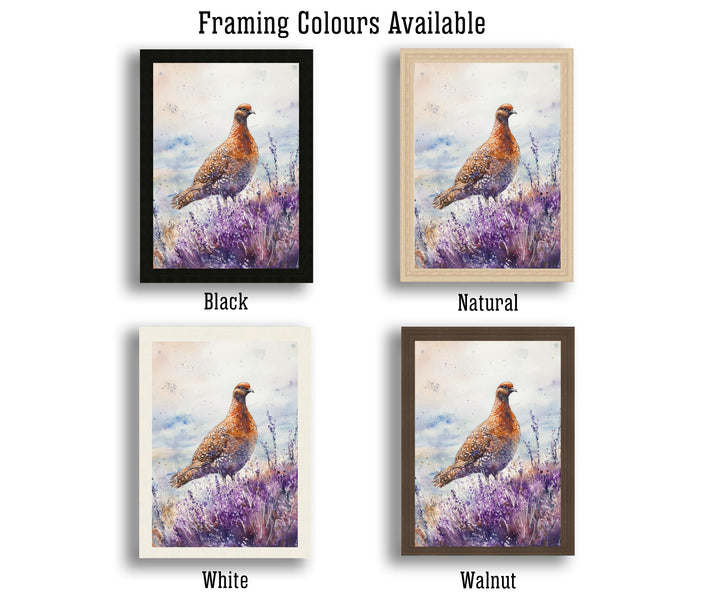 Partridge in Heather Watercolor Print Cottagecore Decor Dark Academia Art Enchanted Wildlife Illustration Vintage Nature Wall Art